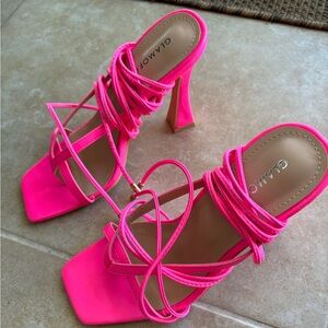 Glamorous Pink Strappy Heels